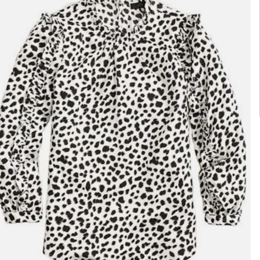 J. Crew Black and White Spotted Blouse